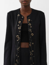 Veste longue lacée en soie - Black