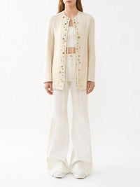 Veste longue lacée en soie - Dusty White