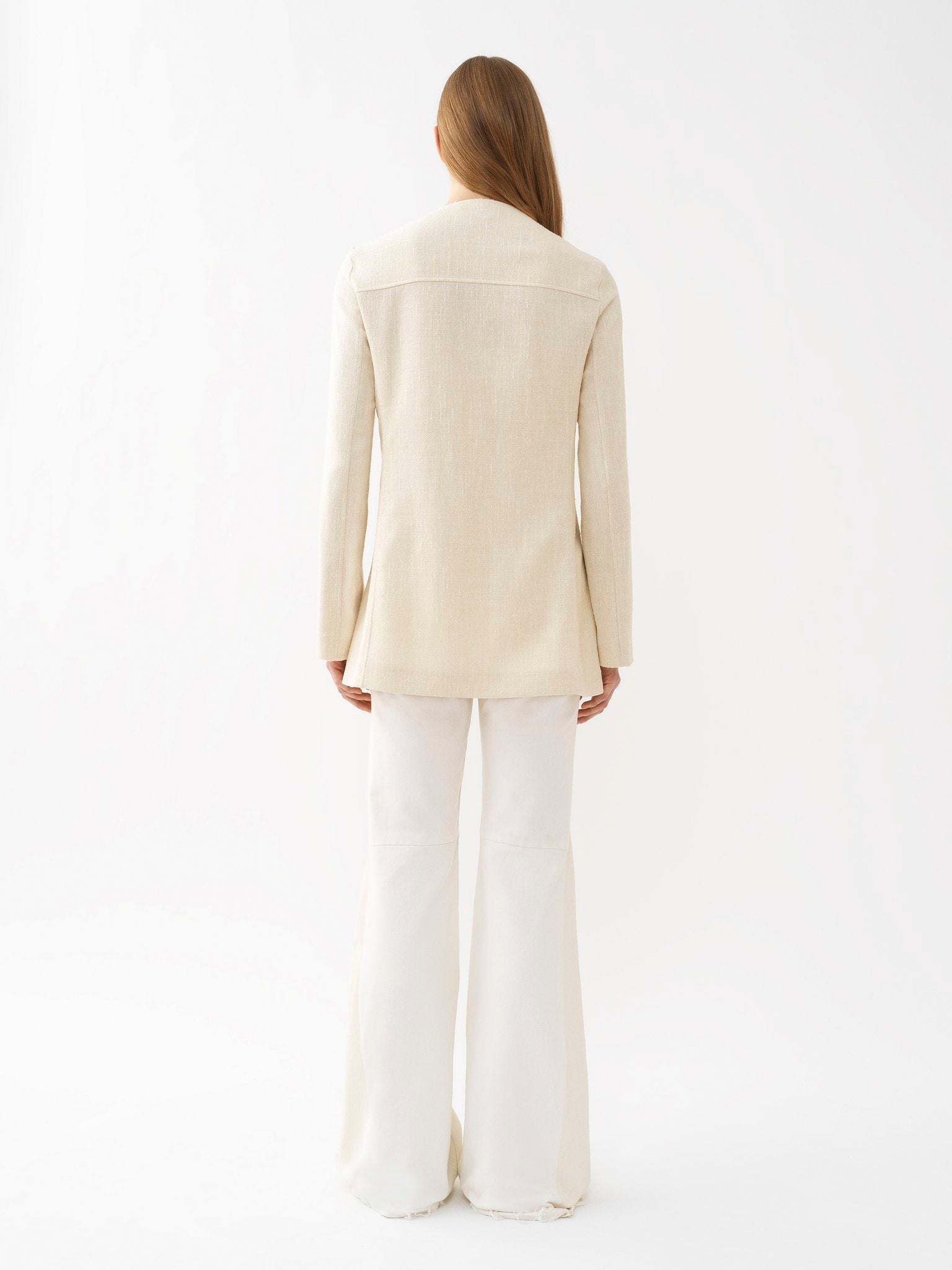 Veste longue lacée en soie - Dusty White