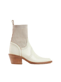 Bottines texanes effet chaussette Nellie en cuir - Eggshell