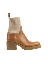 Bottines militaires effet chaussette Neva en cuir - Quiet Brown