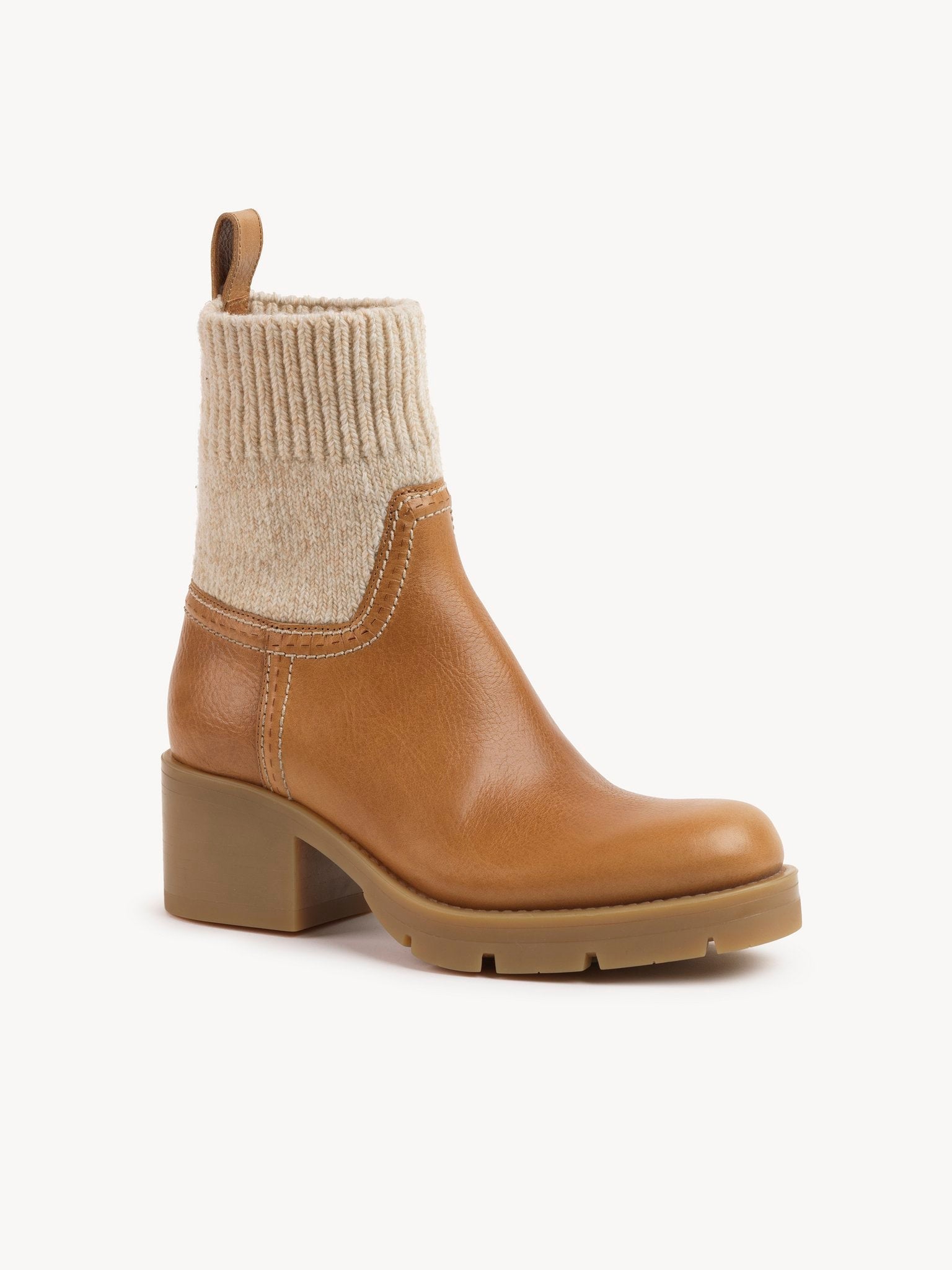 Bottines militaires effet chaussette Neva en cuir - Quiet Brown
