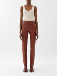 Pantalon cigarette en cuir - Intense Brown