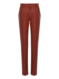 Pantalon cigarette en cuir - Intense Brown