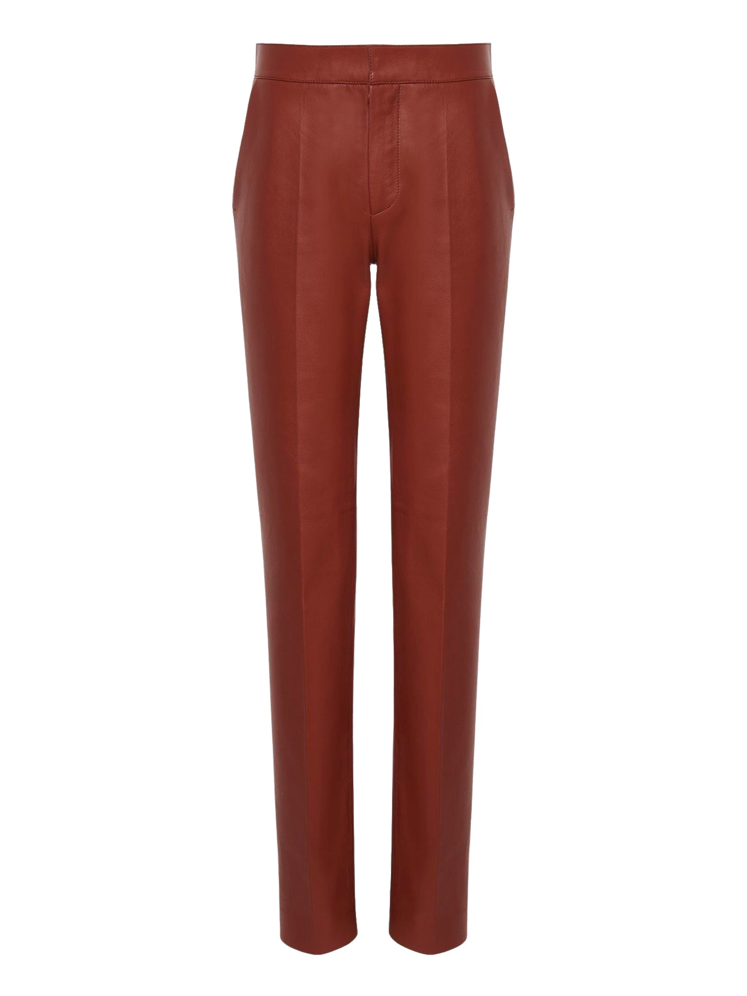 Pantalon cigarette en cuir - Intense Brown