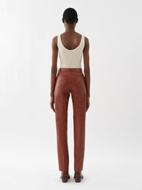 Pantalon cigarette en cuir - Intense Brown