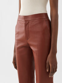 Pantalon cigarette en cuir - Intense Brown