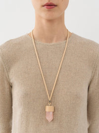 Collier moyen Jemma en laiton et pierre semi préçieuse - Beige & Pink