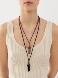 Collier mini Jemma en laiton et pierre semi préçieuse - Red & Pink