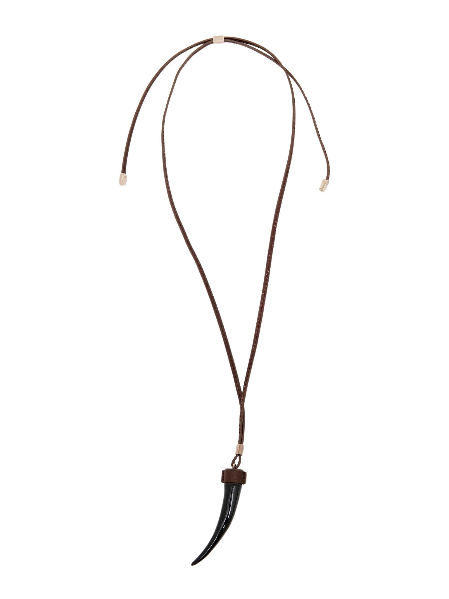 Collier Nerissa pendentif corne en laiton - Brown & Black
