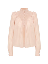 Blouse smockée en laine - Silvery Sand