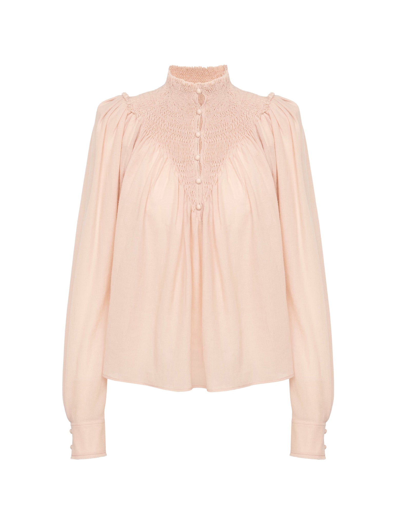 Blouse smockée en laine - Silvery Sand