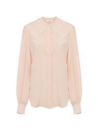 Blouse à col plissé en soie - Silvery Sand