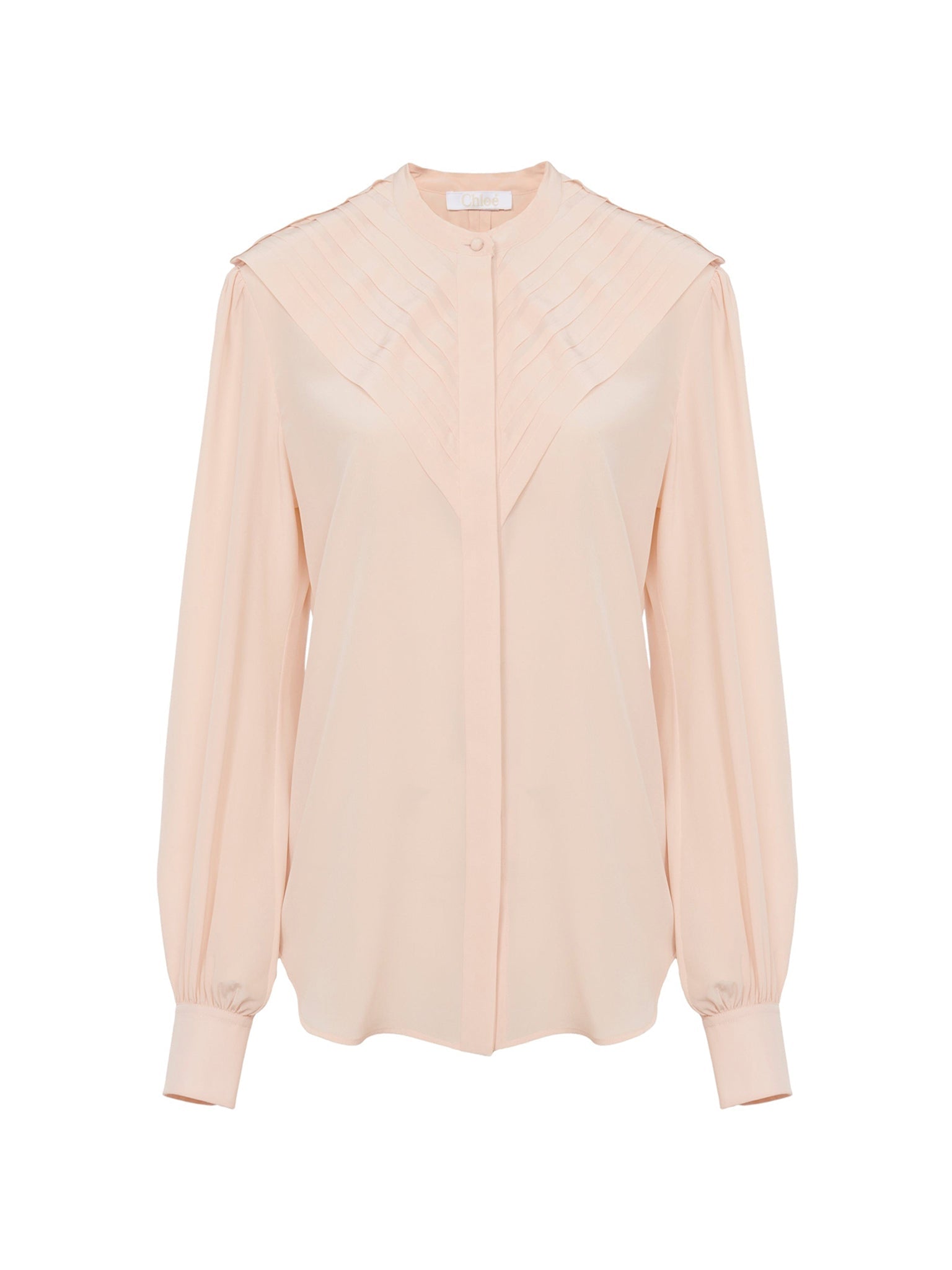 Blouse à col plissé en soie - Silvery Sand