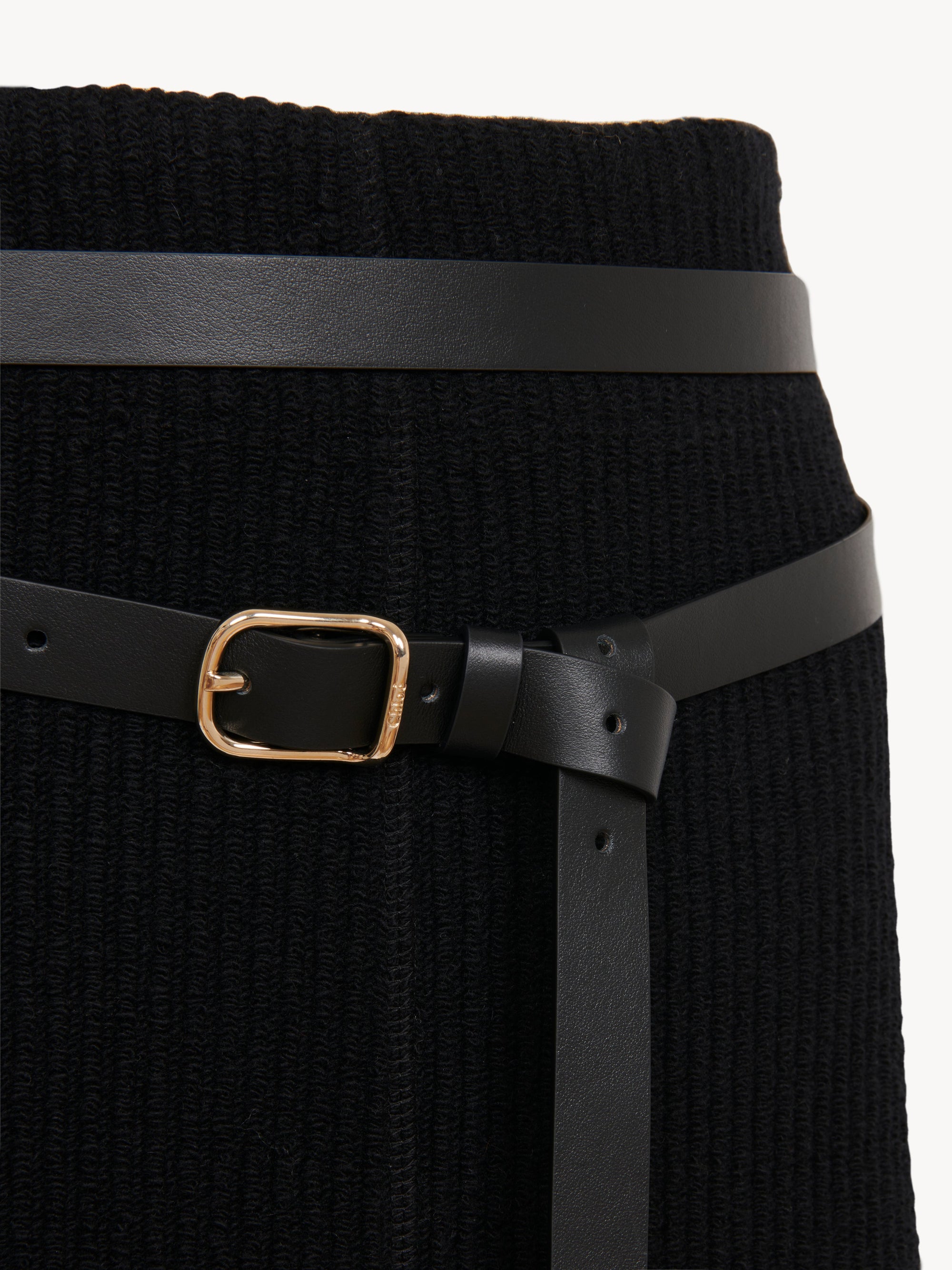 Jupe ceinturé en laine - Black