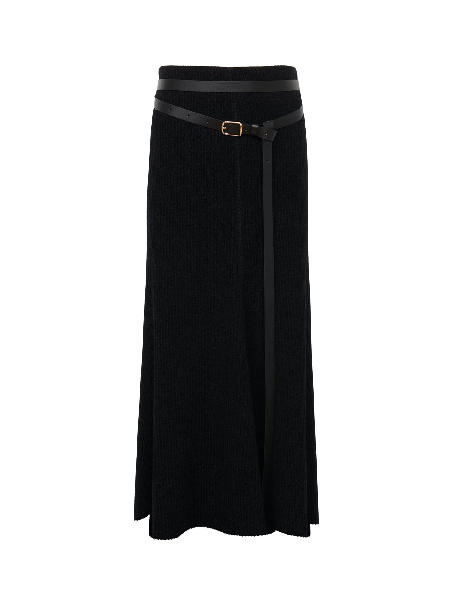 Jupe ceinturé en laine - Black