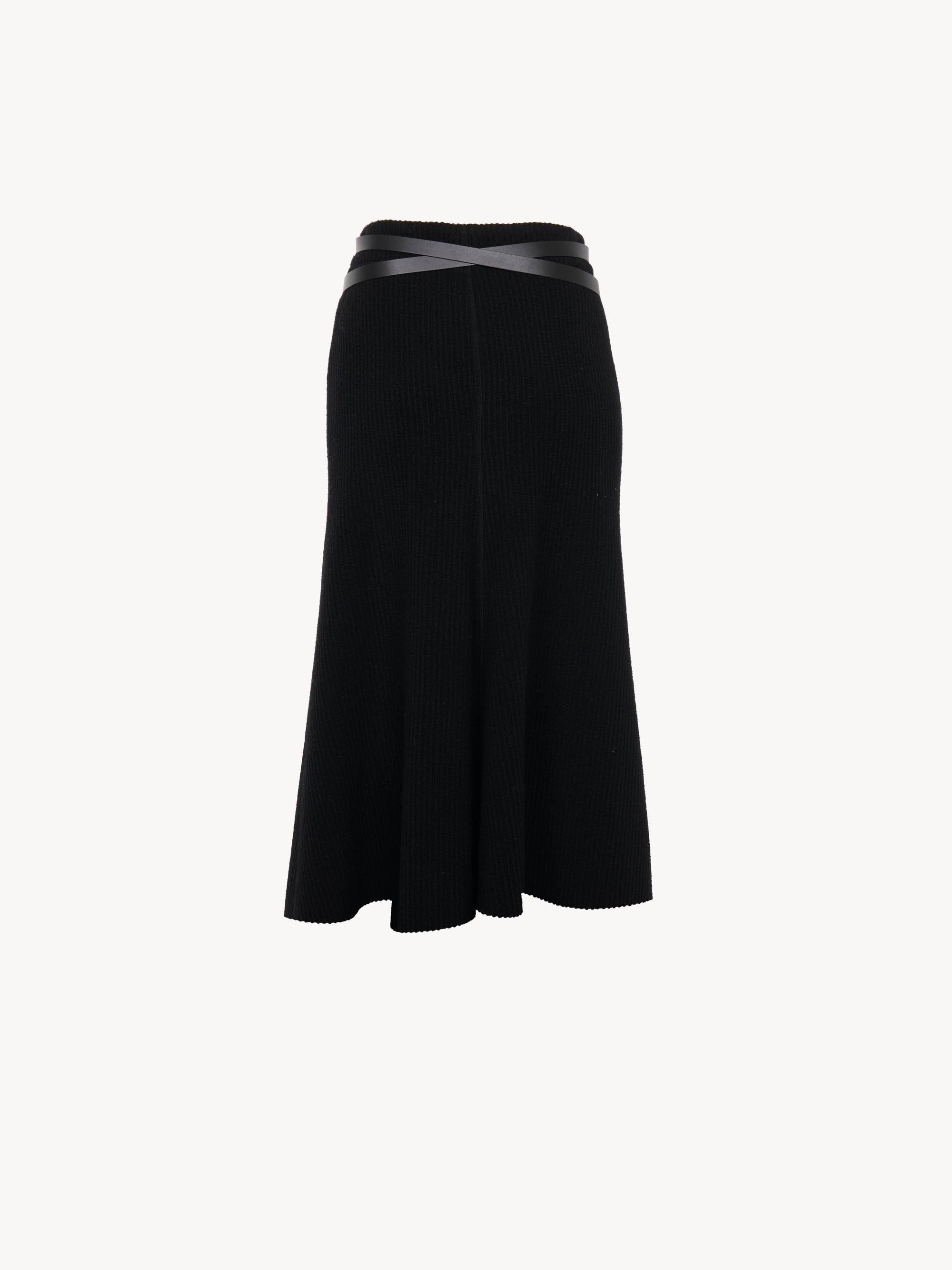 Jupe ceinturé en laine - Black