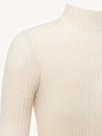Pull en tricot côtelé en cachemire mérinos - Beau Blanc