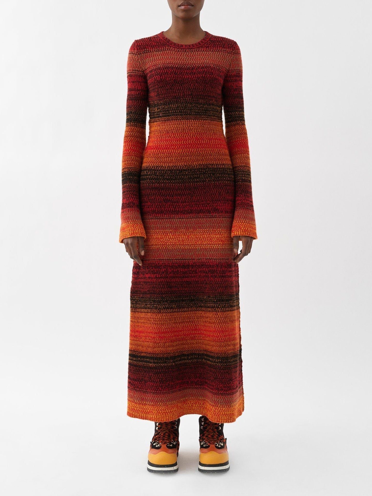 Robe évasée en cachemire - Sunset Orange
