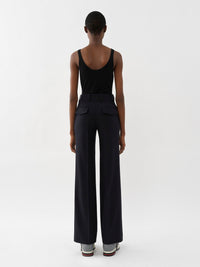 Pantalon évasé en laine - Abyss Blue