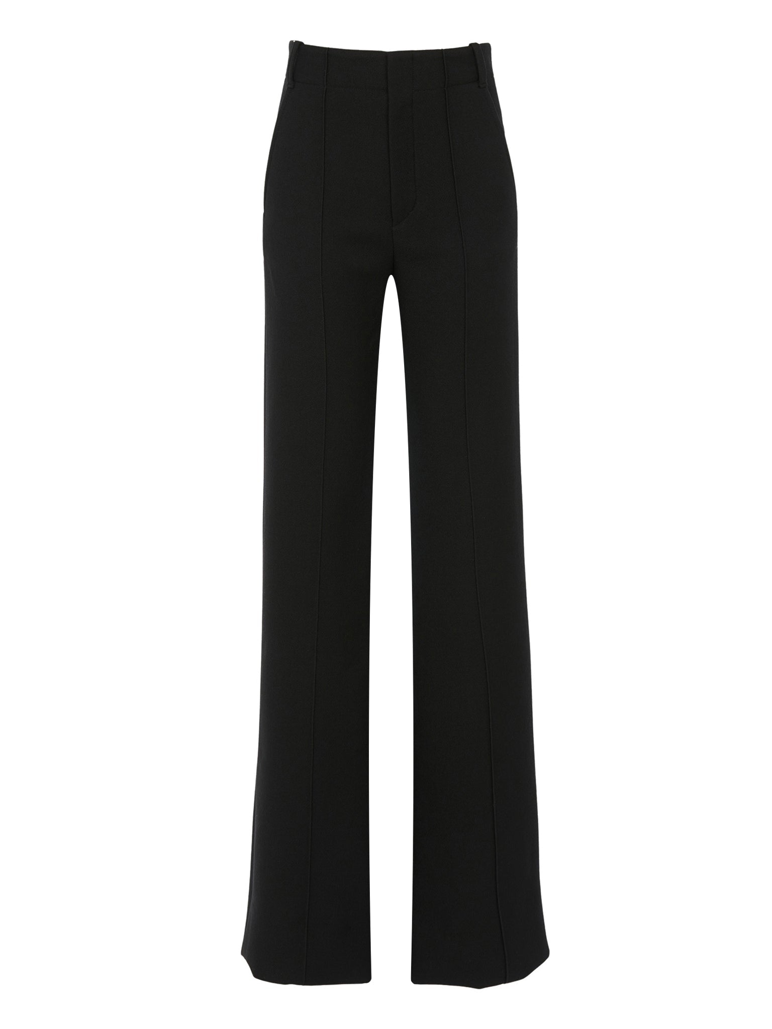 Pantalon droit surpiqué en laine - Black