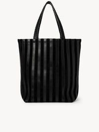 Grand sac cabas rayé en cuir - Black