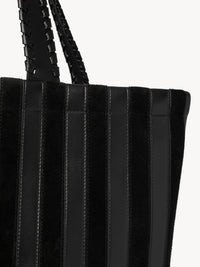 Grand sac cabas rayé en cuir - Black