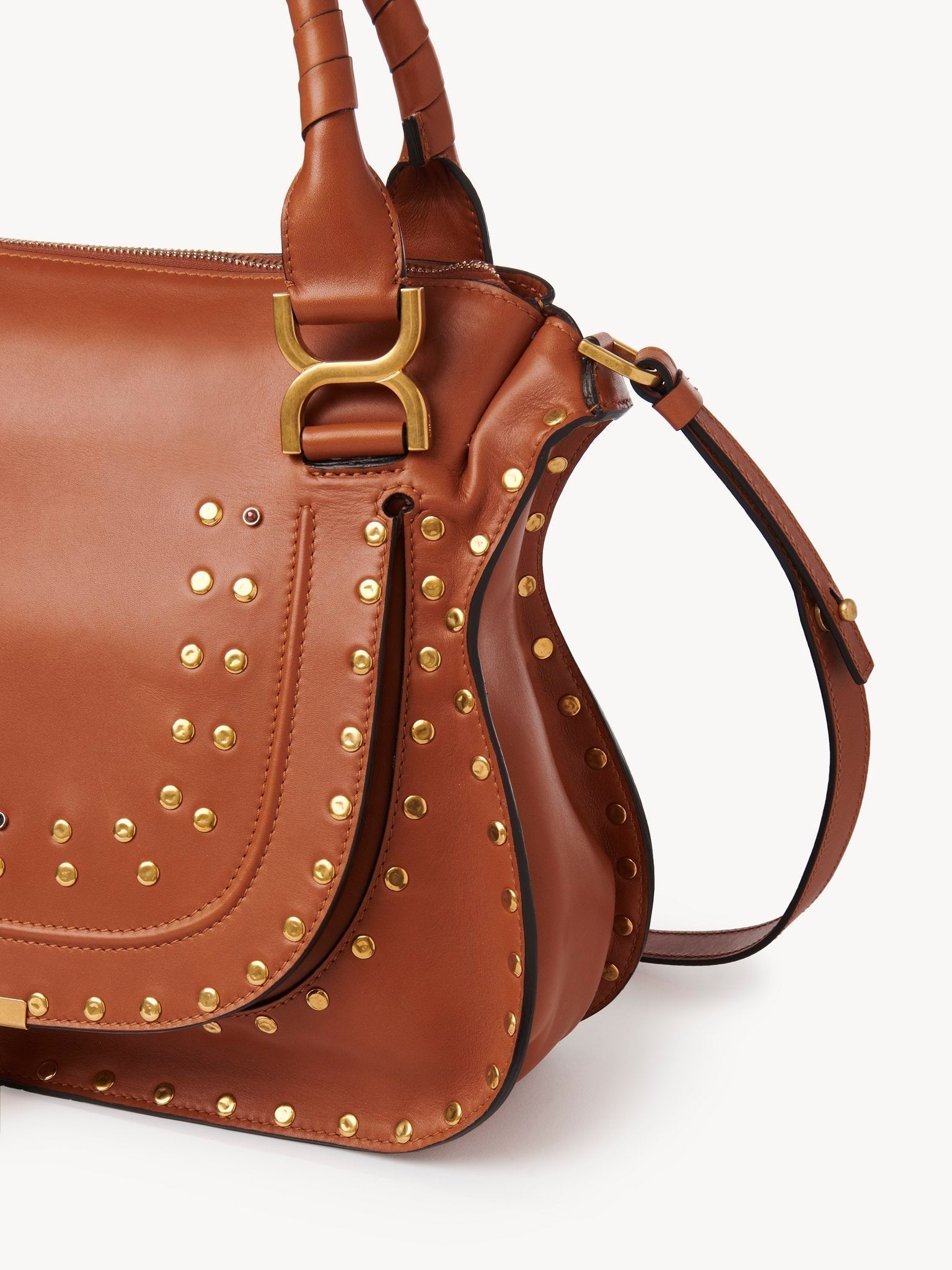 Sac double porté Marcie en cuir - Caramel