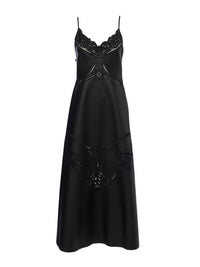 Robe en cuir nappa brodé - Noir