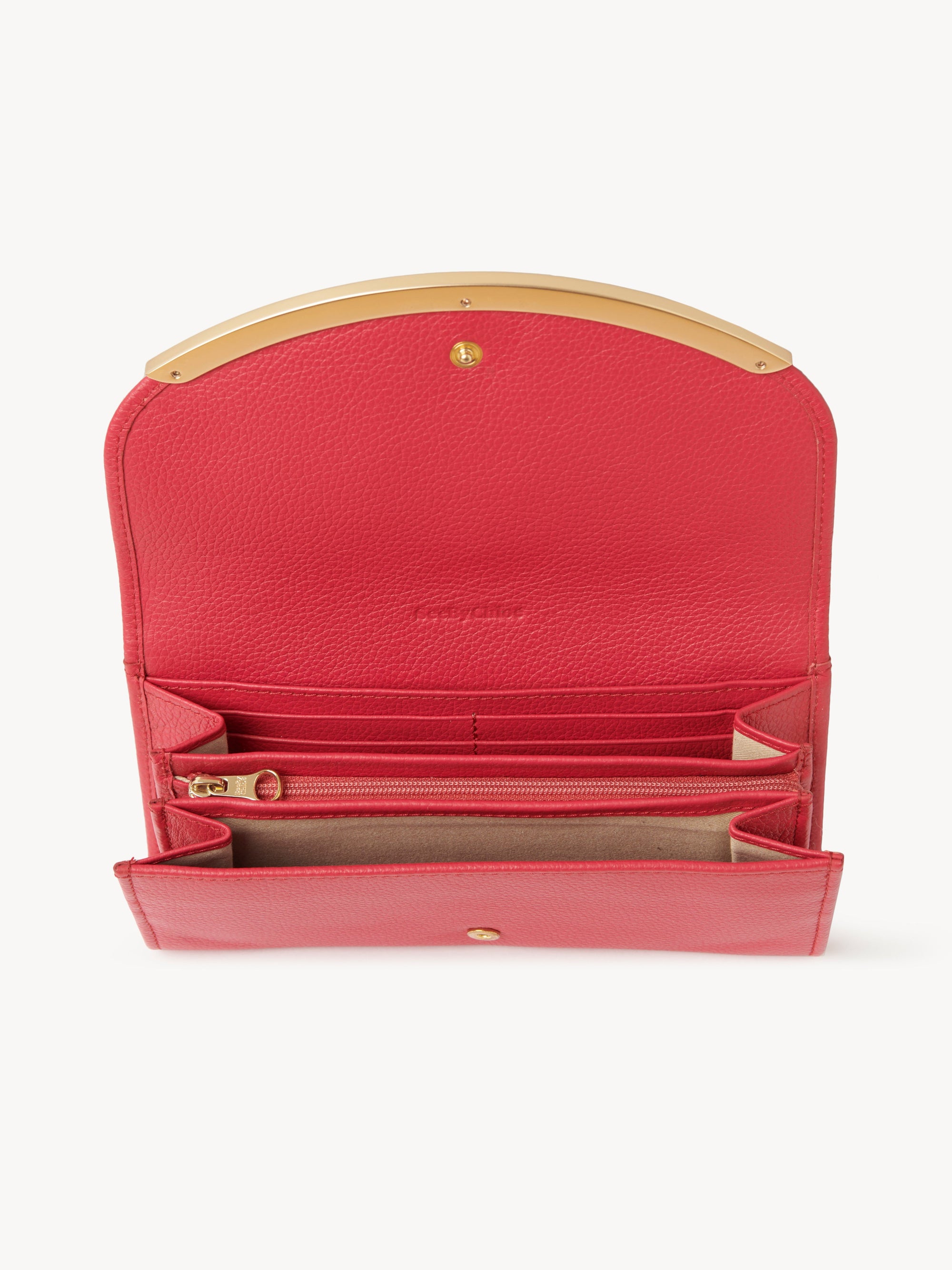 Portefeuille long à rabat Lizzie en cuir - Cherry Pink