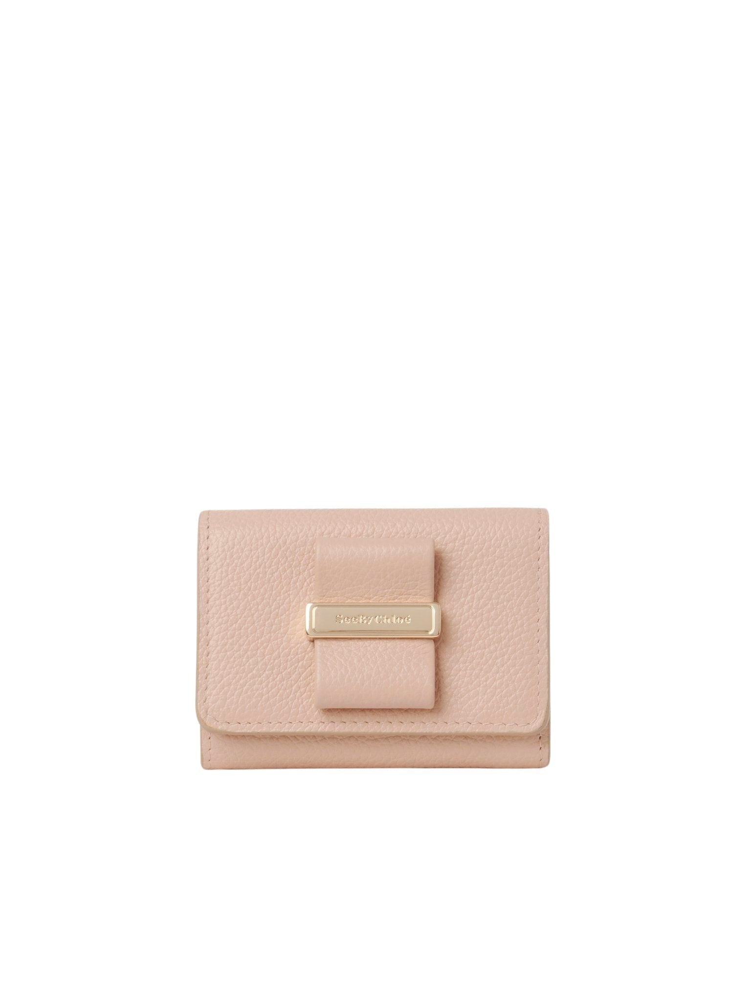 Mini portefeuille trois volets en cuir - Powder