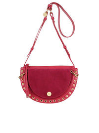 Sac à bandoulière Kriss en cuir grainé et en daim - Baie Rose