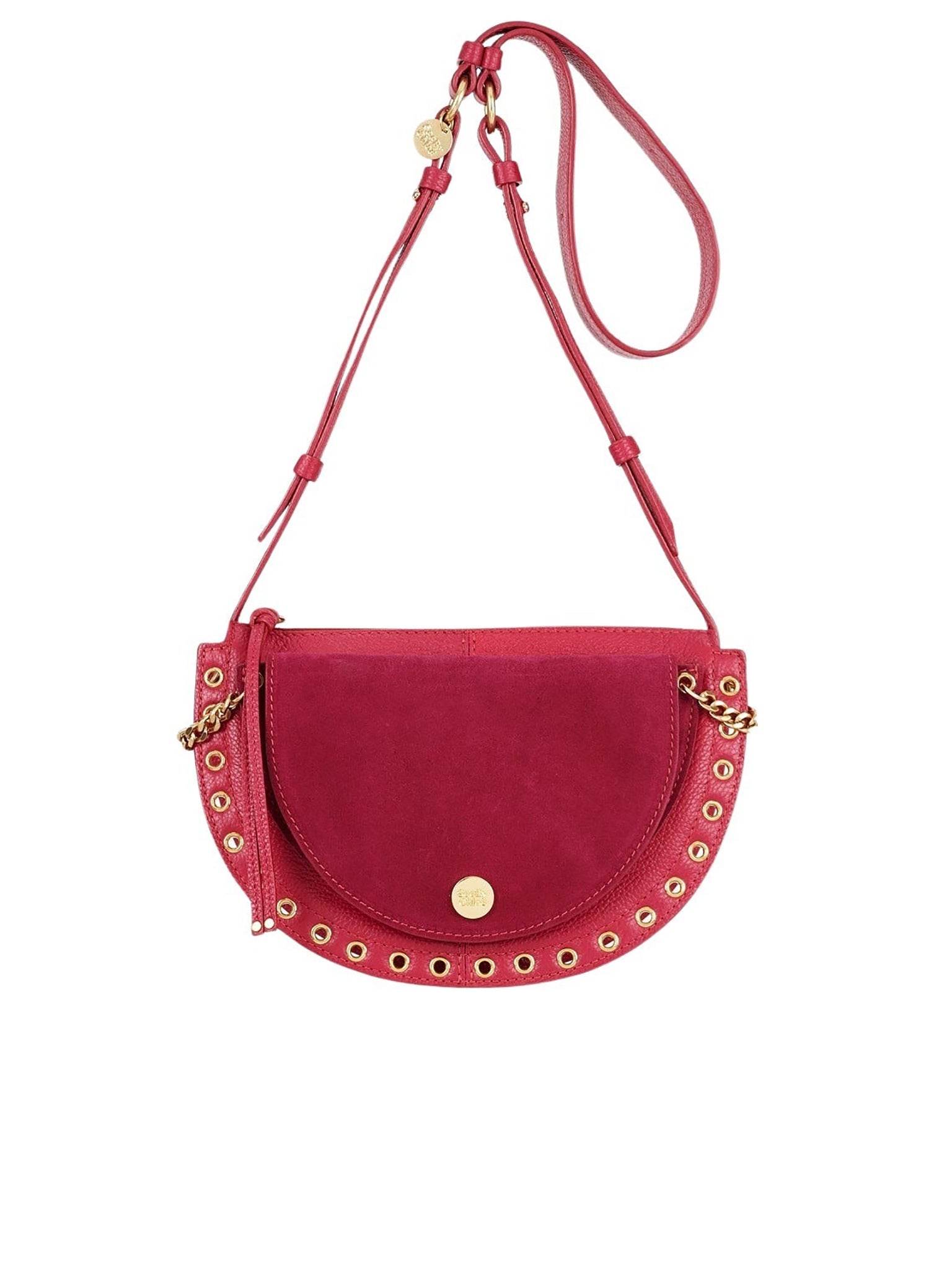 Sac à bandoulière Kriss en cuir grainé et en daim - Baie Rose
