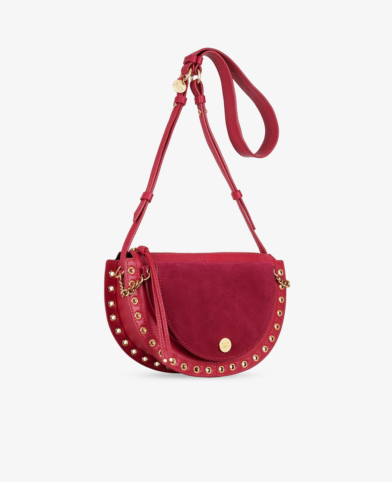 Sac à bandoulière Kriss en cuir grainé et en daim - Baie Rose