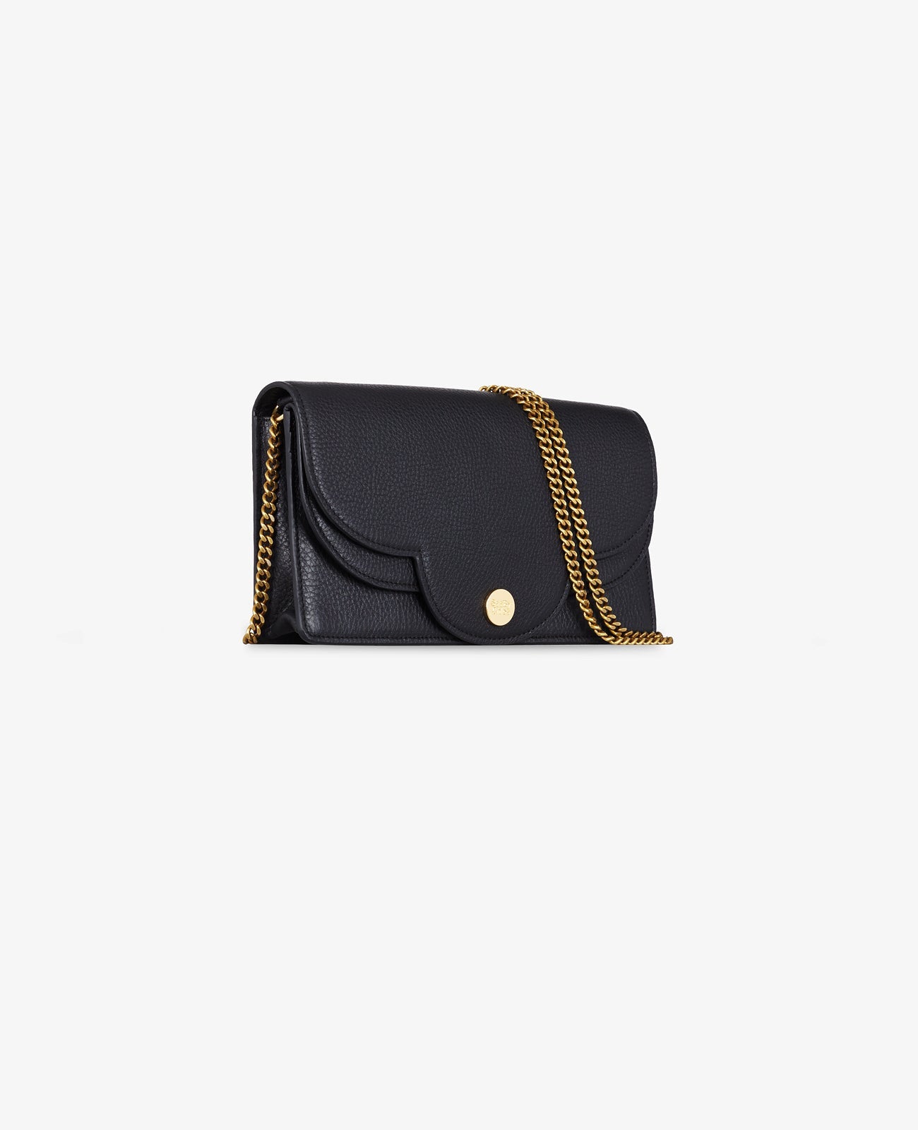 Sac Polina mini en cuir de vache à grain naturel - Black