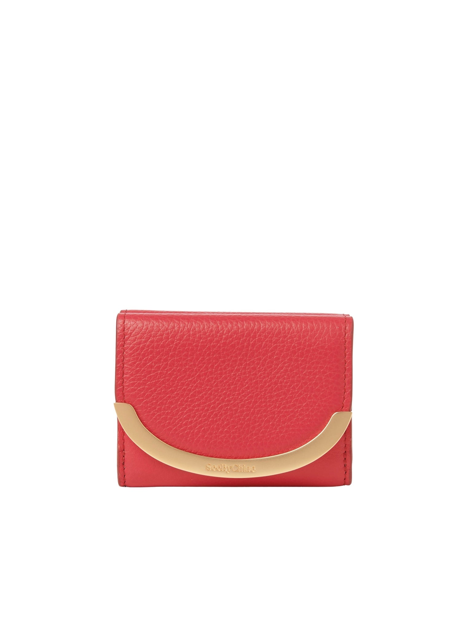 Portefeuille compact à trois volets Lizzie en cuir - Cherry Pink