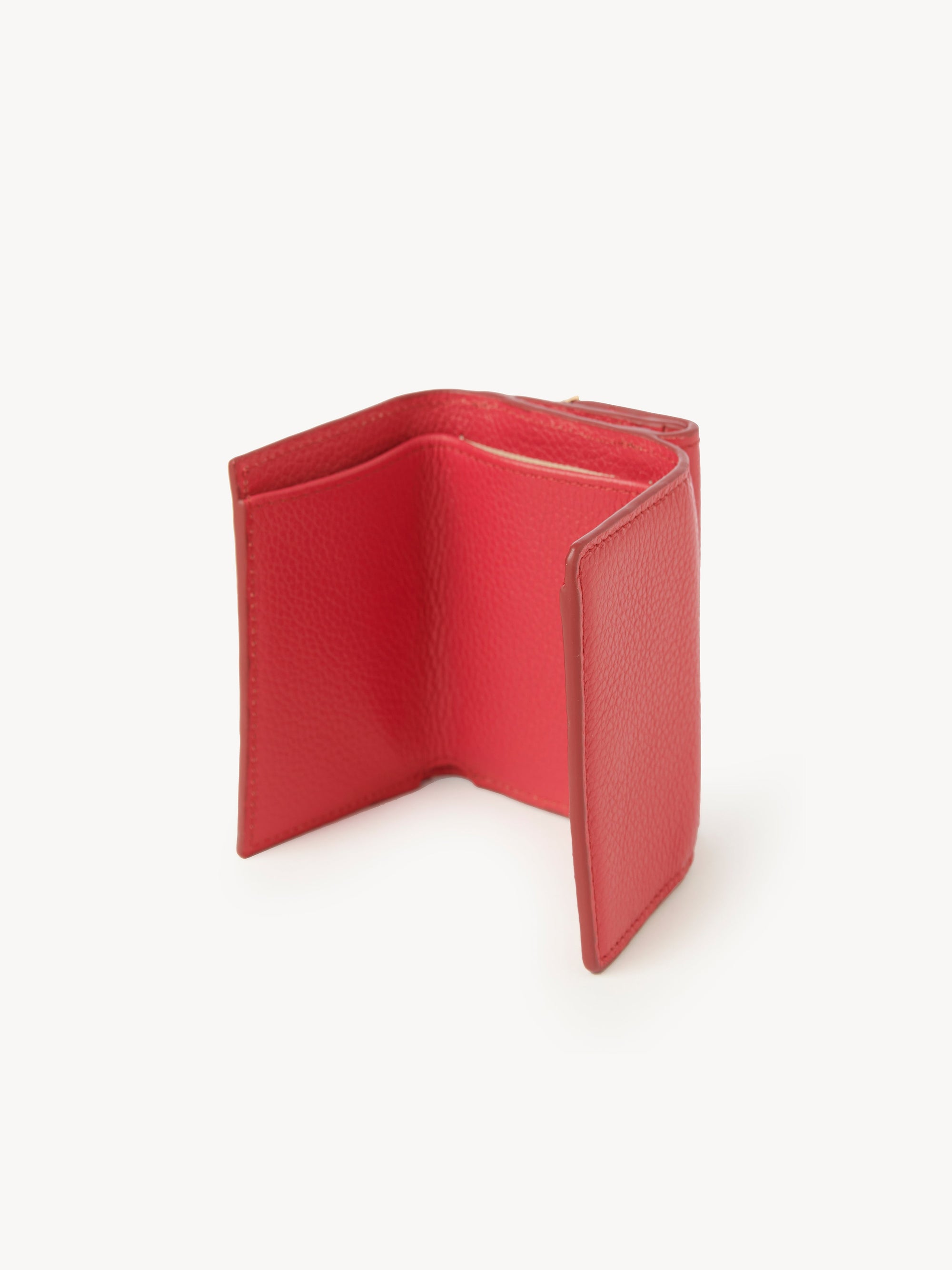 Portefeuille compact à trois volets Lizzie en cuir - Cherry Pink