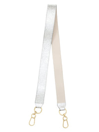 Braçelet en tissu métallisé et cuir grainé - Argent