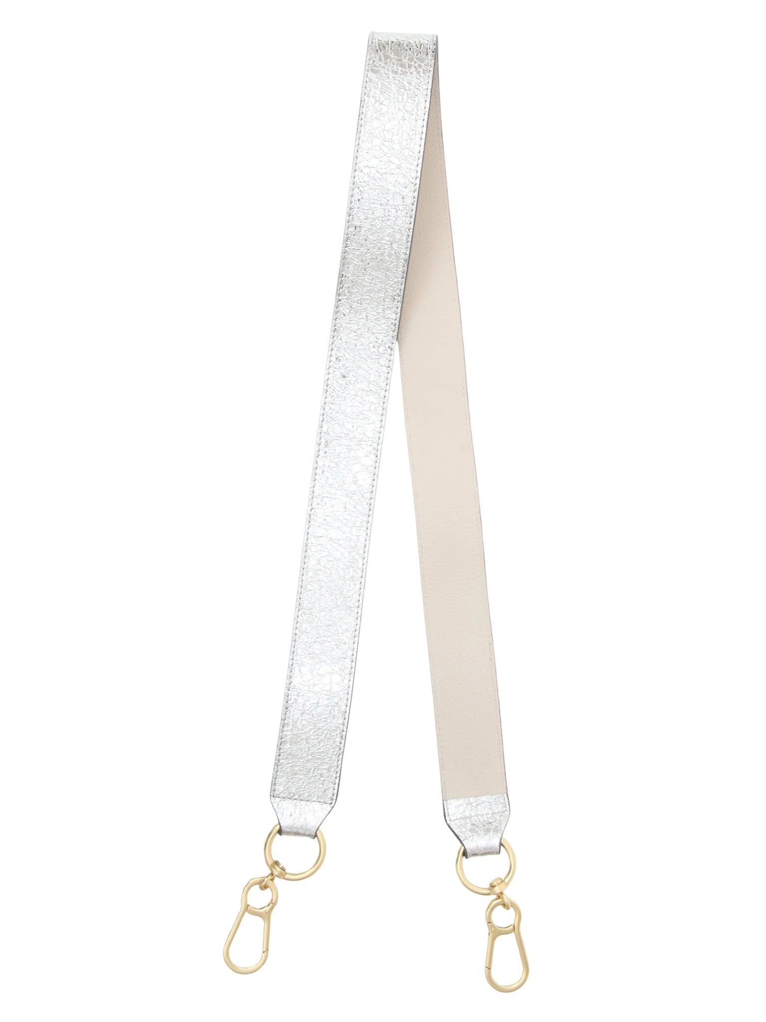 Braçelet en tissu métallisé et cuir grainé - Argent