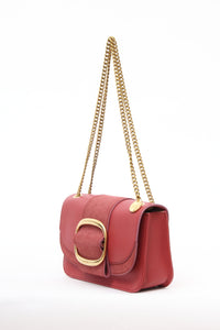 Sac à bandoulière Hopper C en cuir et daim à petit grain - Rose Rouillé