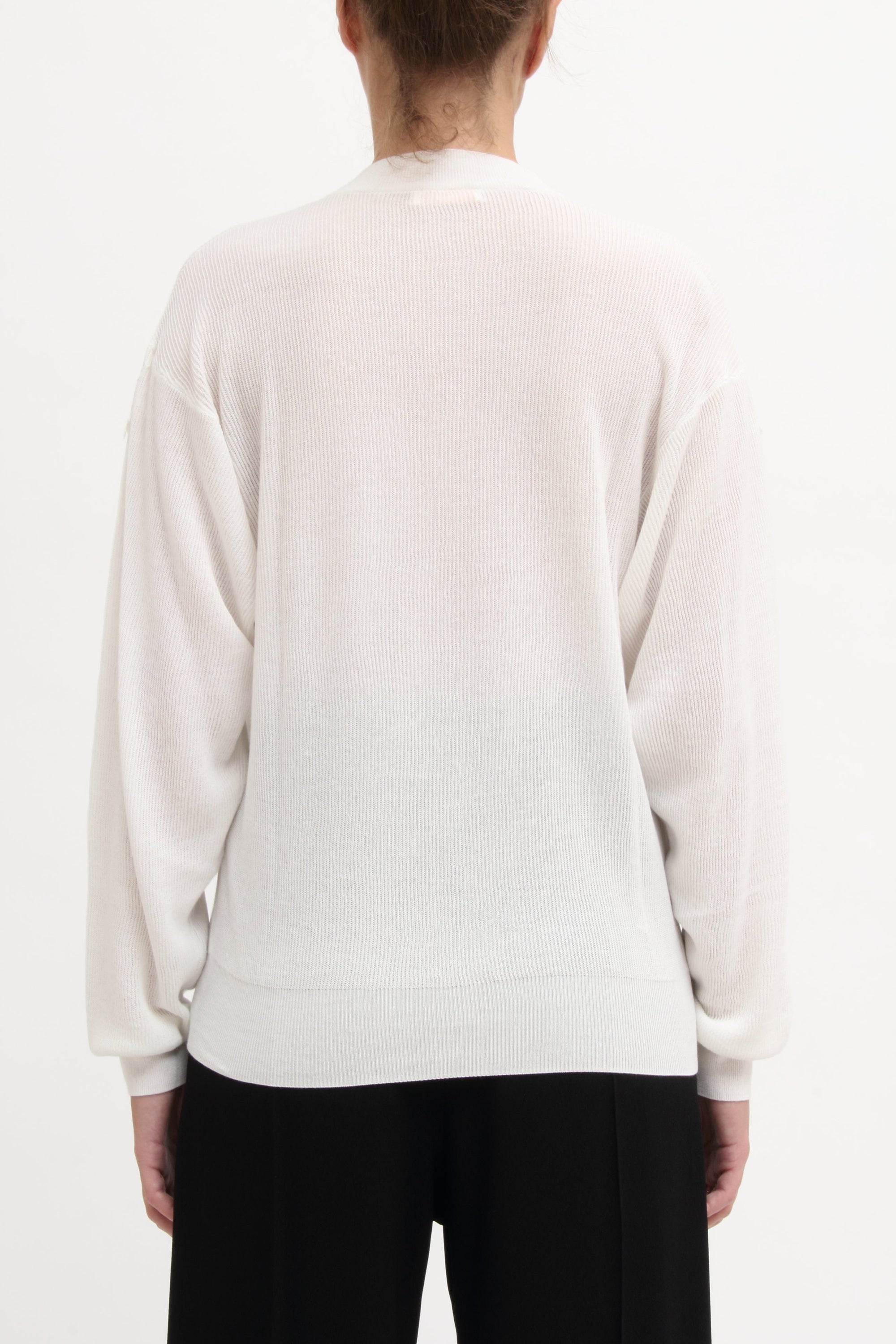 Pull en tricot et dentelle - Blanc Cristal