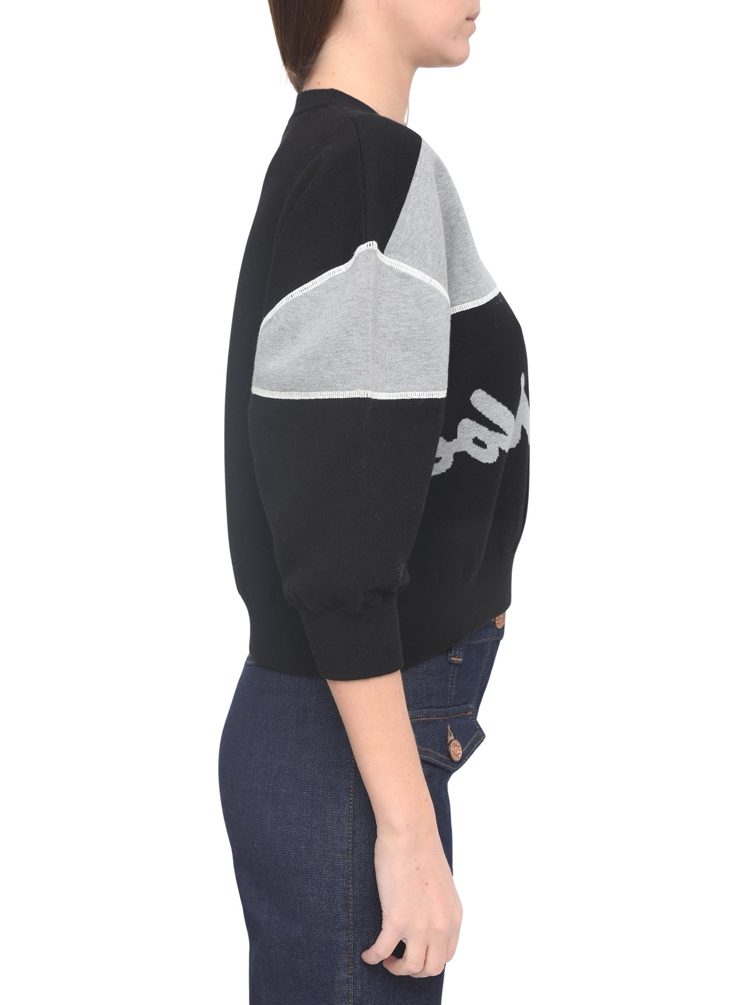 Pull en maille double face à logo - Charcoal Black
