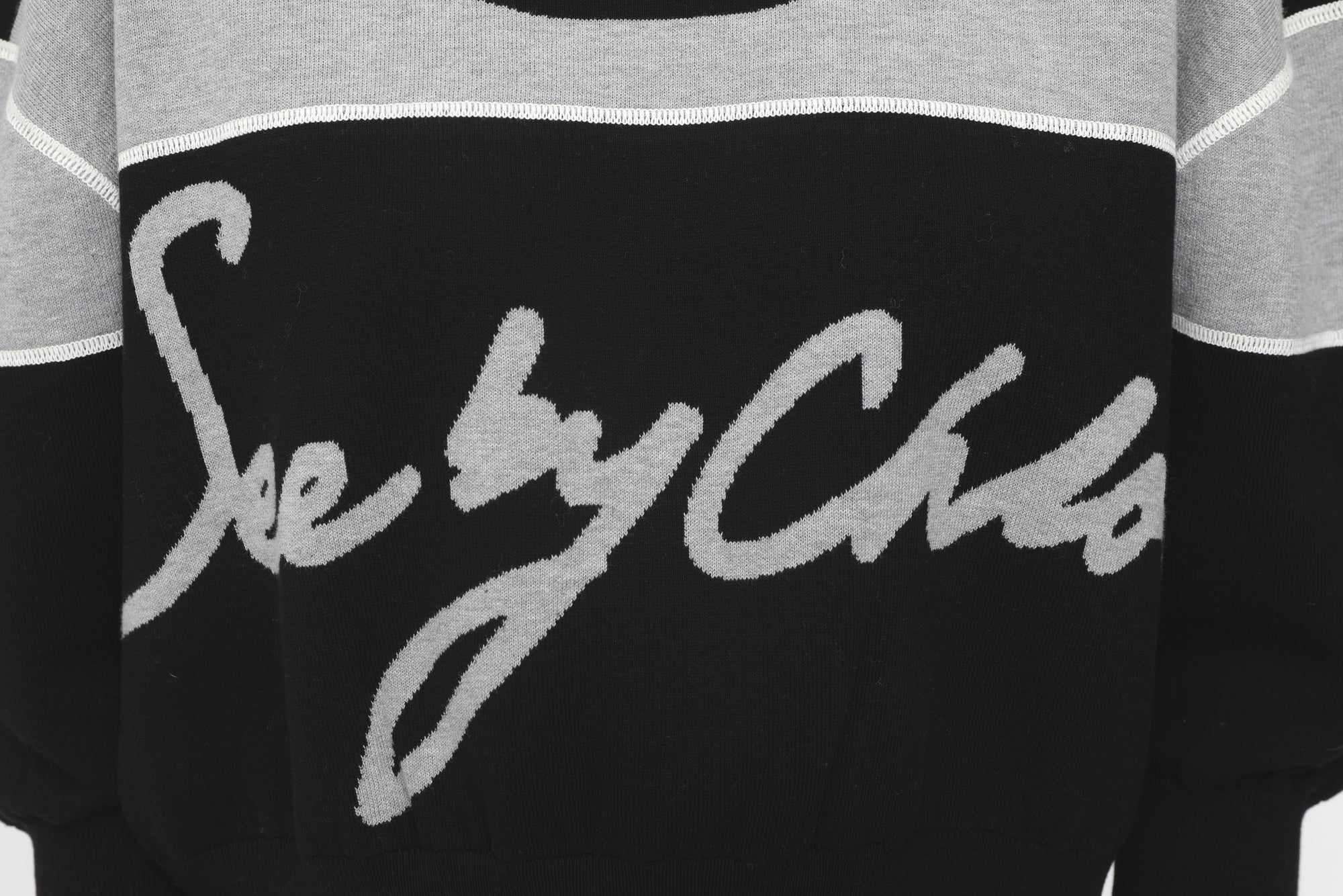Pull en maille double face à logo - Charcoal Black