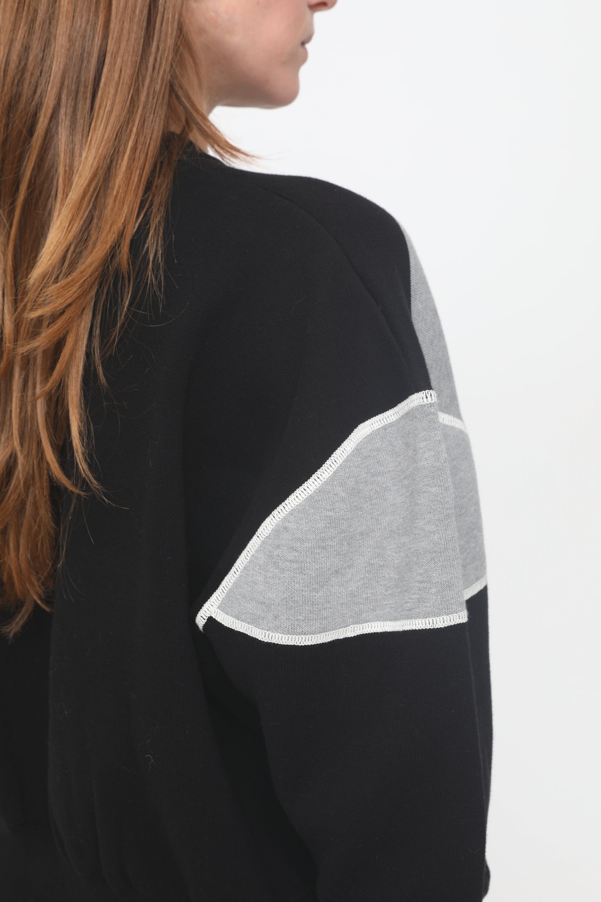 Pull en maille double face à logo - Charcoal Black