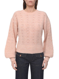 Pull à manches ballons en alpaga - Pink Sand