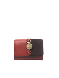Mini portefeuille à trois volets Tilda en cuir - Faded Red