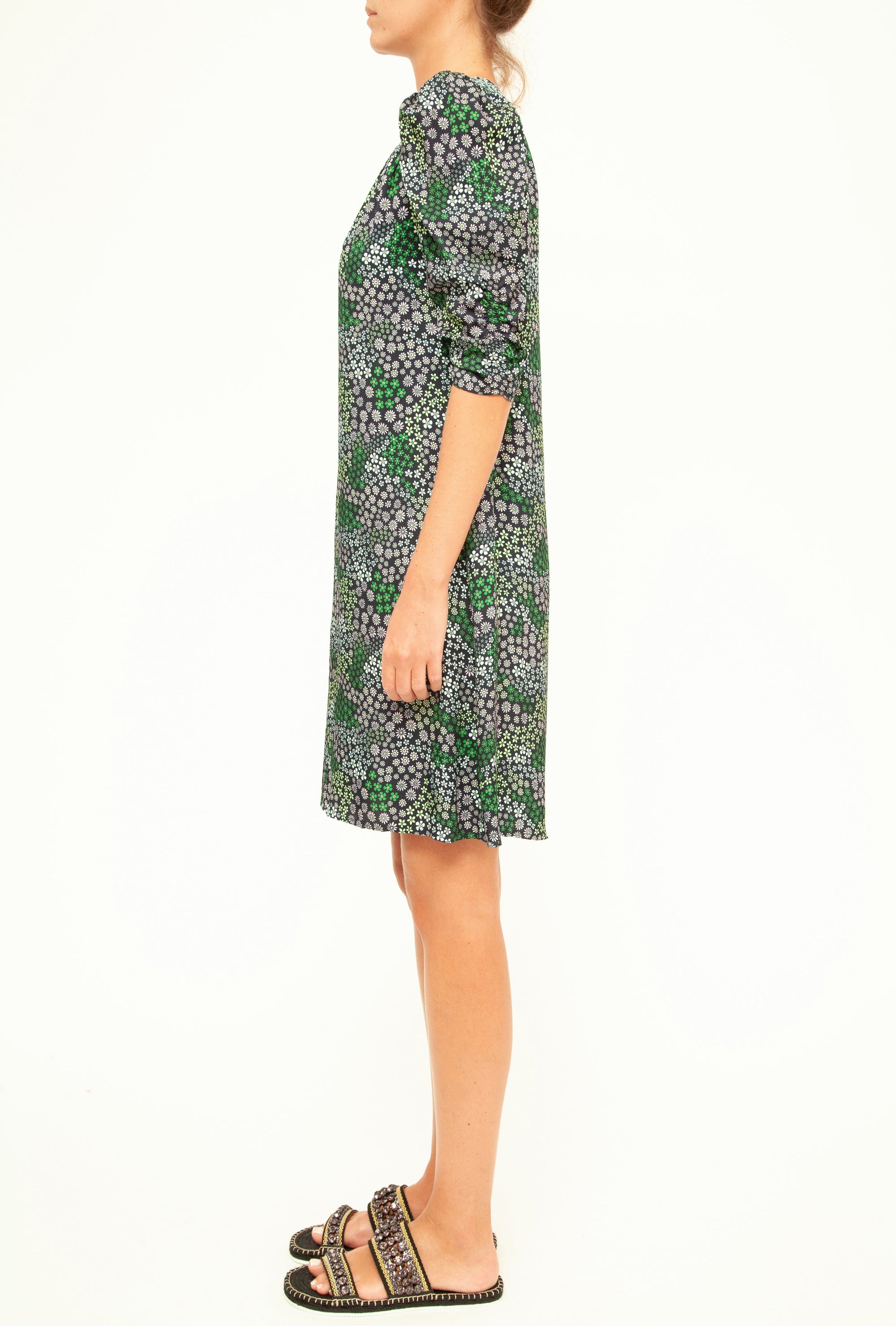 Robe col V à fleurs - Multicolor