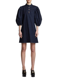 Robe à manches ballons en jean - Denim Blue