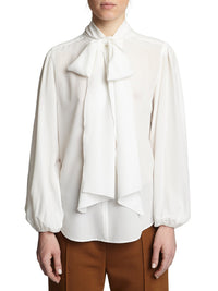 Blouse lavallière en soie - White