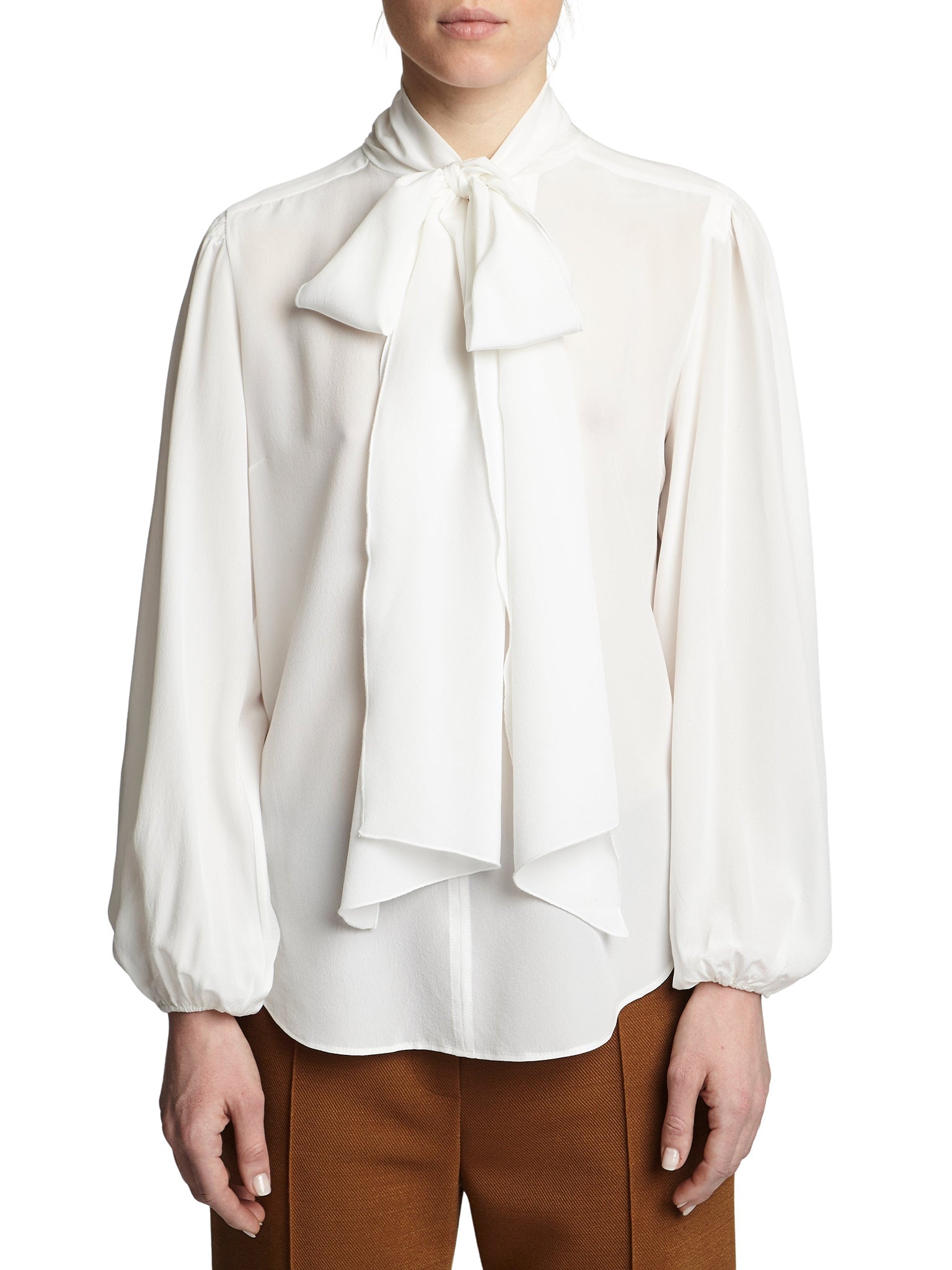 Blouse lavallière en soie - White